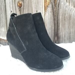 Black Wedge Bootie Size 8.5 Sole Society Brigitte Suede Leather Ankle Boots